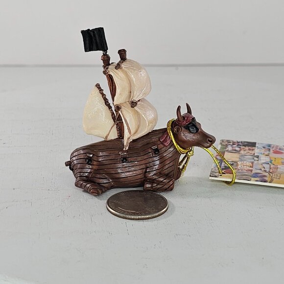 Cow Parade Bucowneer Mini Moo Figurine Collectible With Tag *Repaired* - Picture 2 of 9